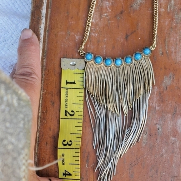 Boho gold fringe‎ necklace NWOT - Picture 4 of 8